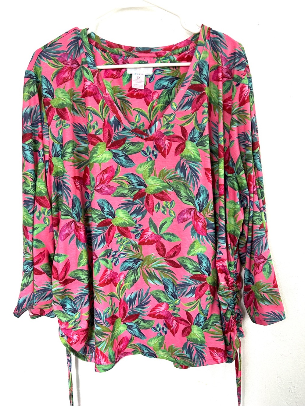 Women’s Stella Parker Multicolored Floral Print Top With side Ties Size 3XL NWOT